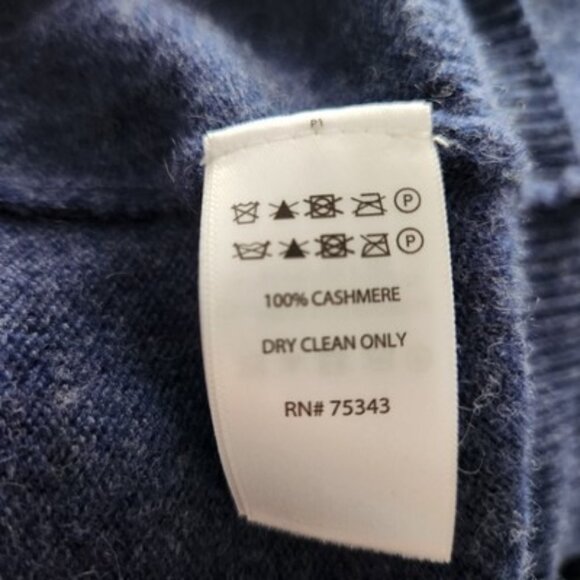 TAHARI Pure Lux 100% Cashmere Navy Blue 1/4 Zip Sweater Men's Size L Preppy - Picture 5 of 8